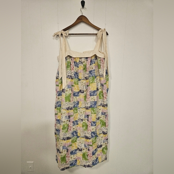 AUREUM Patchwork Embroidered Midi Dress In Cream Multi In Green - Picture 2 of 6